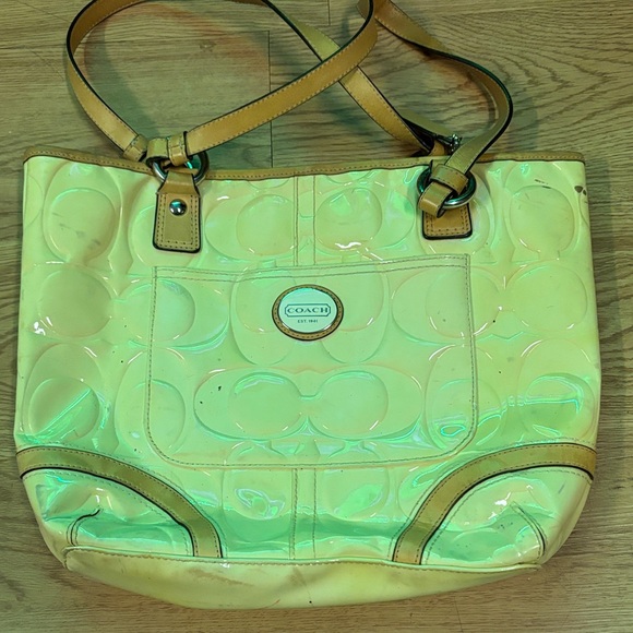 Coach Handbags - Coach Yellow Patent Leather Shoulder Bag
